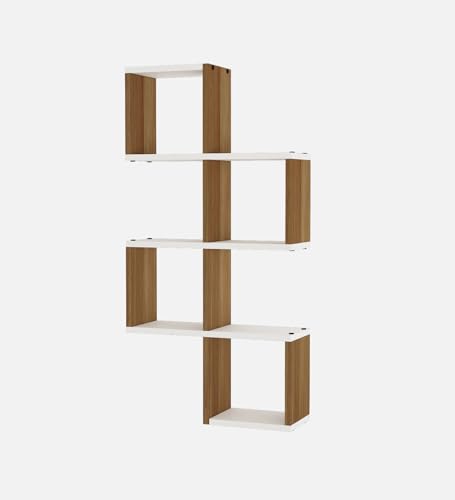 Image of Aura Multipurpose Modular Wall Racks /Shelves /Organiser /Decor Particle Board Wall Shelf (Number of Shelves - 7, Beige, White)