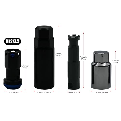 Image of M12x1.5 Anti-Theft Wheel Stud Nuts, 20PCS Smooth Cone Seat Closed Wheel Nuts 11 /16'' Hexagonal Rustproof Nuts