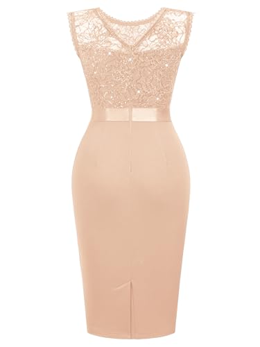 Miusol Women's Retro Scoop Neck Sequin Floral Lace Cocktail Ruffle Slim Fit Mini Dress4