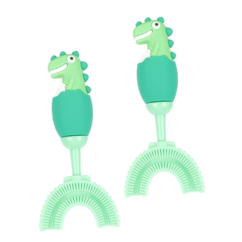 Baluue 2 Piezas cepillo de para cepillo cepillo de en forma de u para cepillo de de dedo de bebé cepillo bucal gel de sílice Green