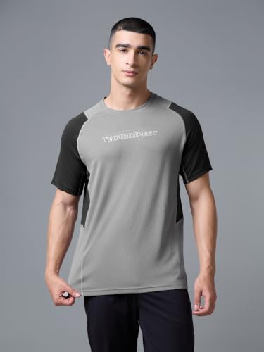 Image of TECHNOSPORT Men's Slim Fit Half Sleeve Crew Neck T-Shirt, TECHNOCOOL+ Quick Dry Moisture Wicking Stretchable Sports Gym and Casual Wear