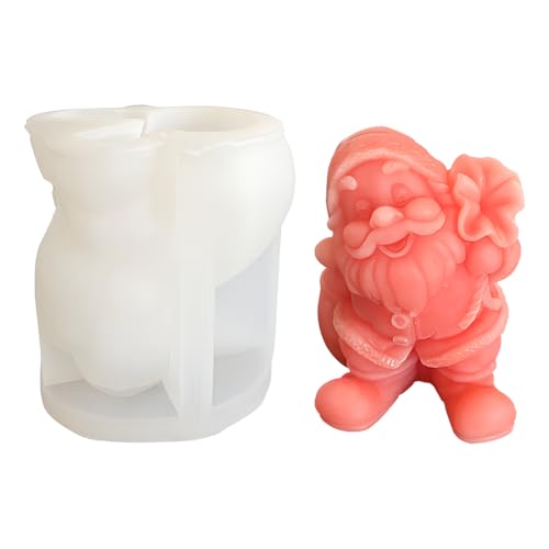 Molde de Silicona de Navidad Papá Noel Molde de Silicona 3D Silicona para Bricolaje Molde de Jabón de Navidad en 3D para Hacer Velas Piedras Aromáticas Chocolate Decoración Navideña