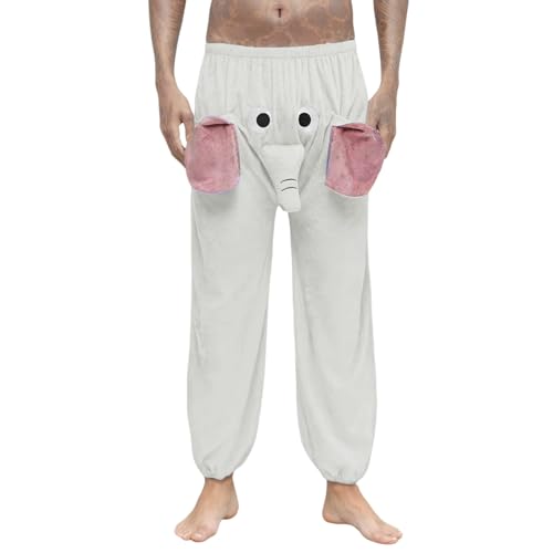 Tobysper Pantalones de pijama para hombre, elefantes, divertidos, parte inferior de pijama, pantalones de franela para hombre, pantalones de pijama, pantalones térmicos, cálidos, elefantes, pantalones