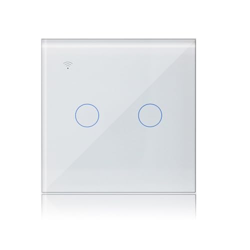 KETOTEK Interruttore Touch WIFI 2 Gang 1 Vie 220V, Compatibile con Alexa, Interruttore Luce Muro Smart Life Tuya App Controllo Intelligente Bianca
