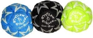 DIRTBAG Footbag Stellar Staller 3 Pack, Glow in The Dark 12-Panel Footbag, Hand-Stitched, Synthetic Suede.