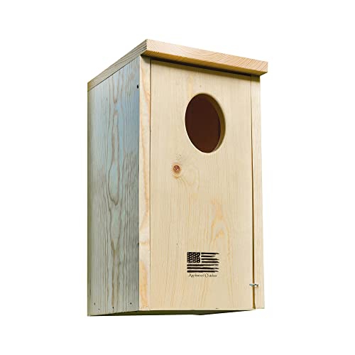 Applewood Outdoor Wood Owl House with Oval Opening, Kestrel Nesting Box for Outside - Easy to Install, Perfect for Screech, Boreal, Saw Whet Owls & American Kestrels