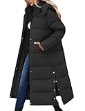 UMIPUBO Women's Long Maxi Down Coat Winter Puffer Jacket Warm Padded Outerwear Faux Fur Removable Hood Parka Full-Zip(Black,L)