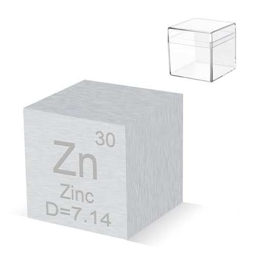 Image of 0.39 inch Zinc Metal Element Cube 10MM Density Cubes 99.995% High Purity, Periodic Table of Elements Collection for Element Collections Hobbies, Pure Zinc Cube(Zn 0.39 Inch)