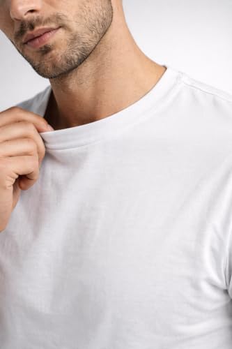Image of Mens T Shirt Premium Cotton Slim Fit Crew Neck Short Sleeve Casual Basic Tee Soft Breathable Everyday Essential