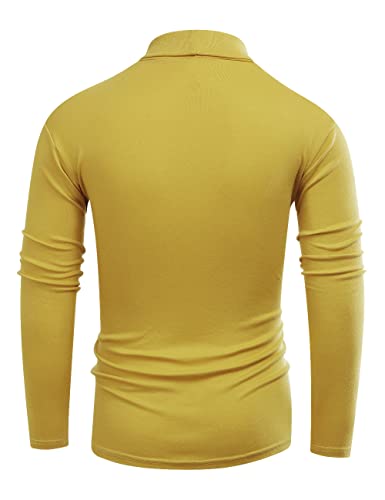 Beauhuty Men's Basic Turtleneck Long Sleeve T-Shirts Fleece Knitted Casual Pullover Top3