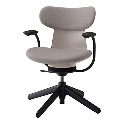 コクヨ オフィスチェア 在宅ワーク イングライフ inglife 座面が360°動く椅子 背クッションタイプ 4本脚 ブラック脚 ローバック 固定肘 ミディアムグレージュ【3梱包】C05-B11CCL-MAMAMA1【お客様組立】