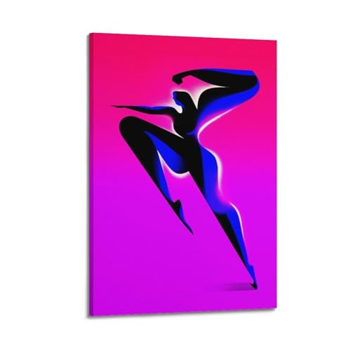 Poster de yoga abstrait et art moderne WIZIGM sur toile de 30x45 cm avec cadre noir