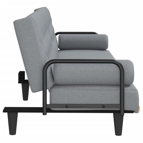 Sofá cama de 3 plazas con respaldo ajustable sofá plegable de tela gris claro 6