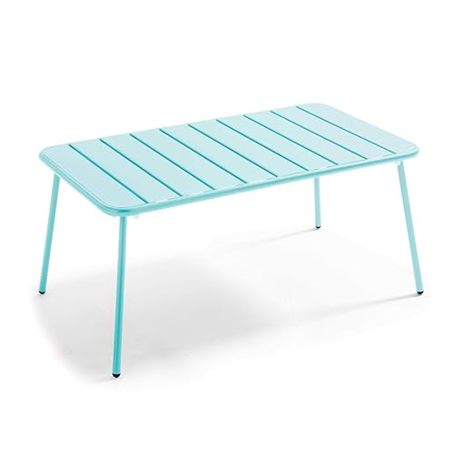 Oviala Table Basse de Jardin Acier Turquoise 90 x 50 cm - Palavas