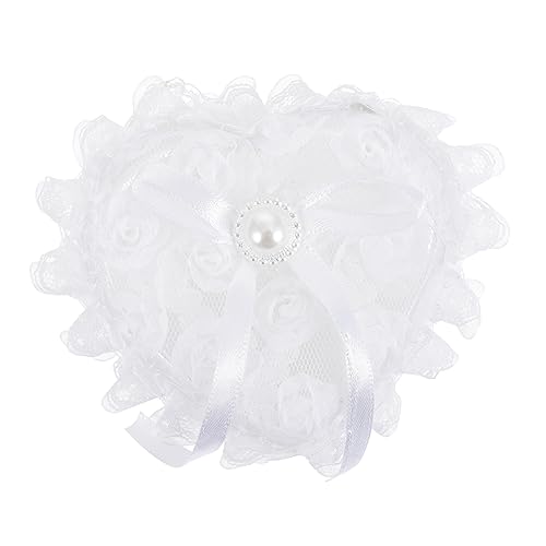 Ciieeo Heart Shape Pillow for Wedding Ceremony Lace Decorated Holder Portable and Lightweight for Engagements and Special Occasions