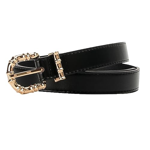 Women's Faux Leather Belt For Dress Jeans Gold Tone Metal Buckle Travel Work Casual Spring Thin Skinny Belt