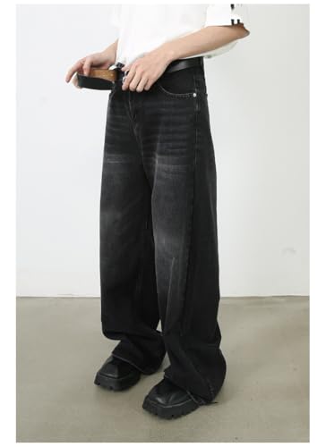 Men's Denim Jeans Retro Korean Style Loose Straight Leg Wide Leg Weekend Daily Casual Pants for Men 6