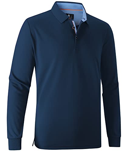 Image of SWISSWELL Long Sleeve Polo Shirts for Men collared Performance Golf Shirts Casual Workwear Office