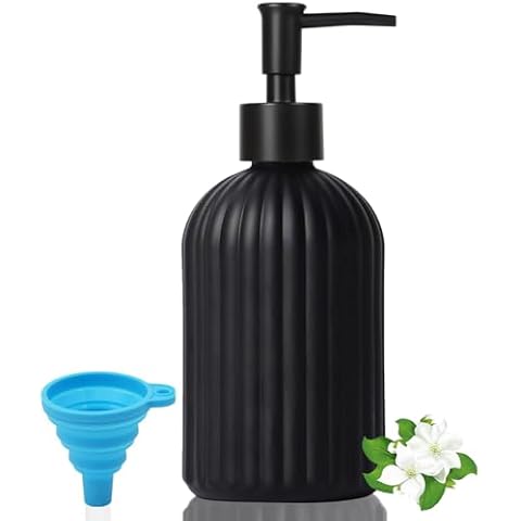 GKSCXEXE 400ml Glass Soap Dispenser with Funnel Cover