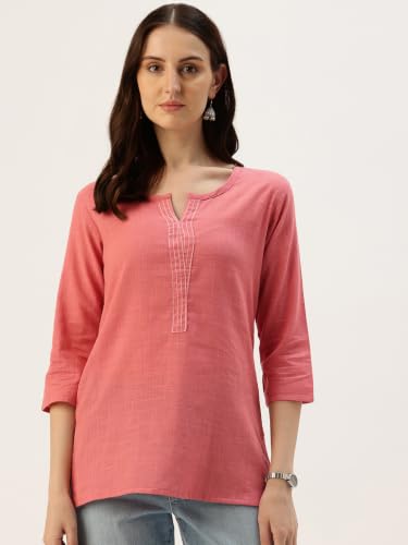 Image of Elegant Short Kurti for Women - 3 /4 Sleeves | Round Neck | (S to XXL)