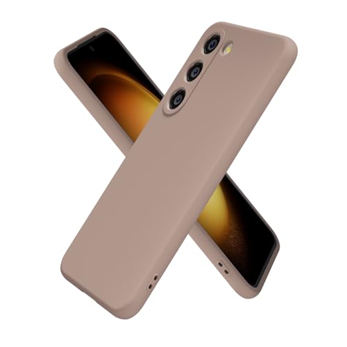 oakxco for Samsung Galaxy S23 Plus Case Silicone, Ultra Slim Thin Phone Case for Women Girls, Plain Solid Color Minimalist Aesthetic Cute Girly Design, Soft Rubber Gel with Camera Cover, Brown Fall