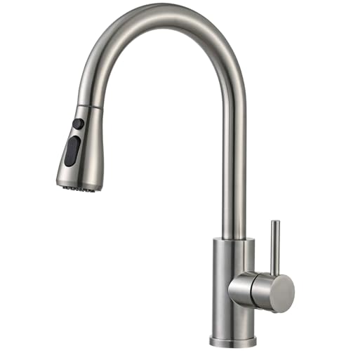 Robinet de cuisine avec douchette extensible, robinet de cuisine haute pression avec 3 fonctions de pulvérisation, robinet en acier inoxydable SUS304, robinet mélangeur rotatif à 360° pour évier de