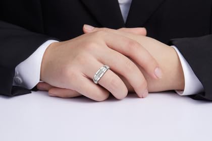 Image of Rylos His & Hers Wedding Bands with Diamonds, Sterling Silver or Yellow Gold Plated, Comfortable Fit, Sizes 6-13, Elegant Couple Rings Symbolizing Commitment