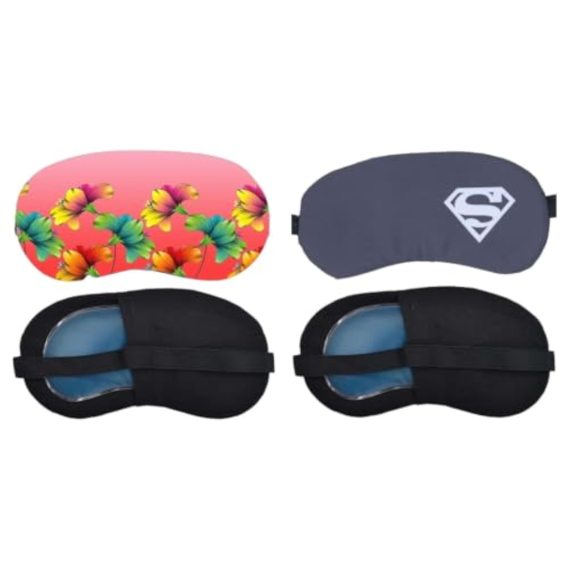 Combo Pack of 2 Soft Fabric Navy Blue Diamond Print Sleep Masks
