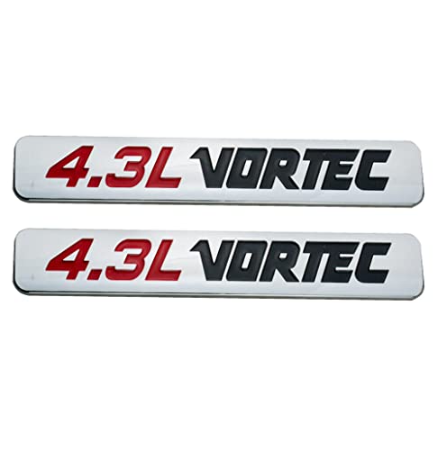 Image of 2pcs 4.3L VORTEC Emblem Badge for Colorado Sierra Silverado 1500 2500HD (Chrome Black Red)