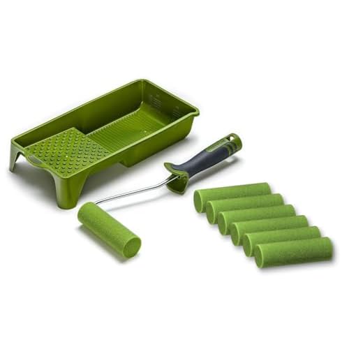10 x Lackierwalzen superfein gerade 11cm + 1 Bügel 29cm/6mm + Farbwanne 15 x 32cm Lackierset Lackset