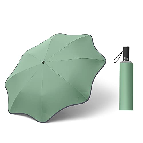 Xushiwanju Portable Umbrella Creative Curve Automatic Umbrella Men Night Light Clear Umbrellas Rain Women's Sun UV Parasol Parasol 8K Windproof umbrella windproof (Farbe : Green)