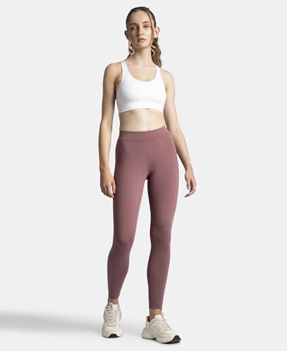 Image of Jockey MW20 Women Microfiber Elastane Stretch Performance Active Wear Leggings with Elasticated Waistband