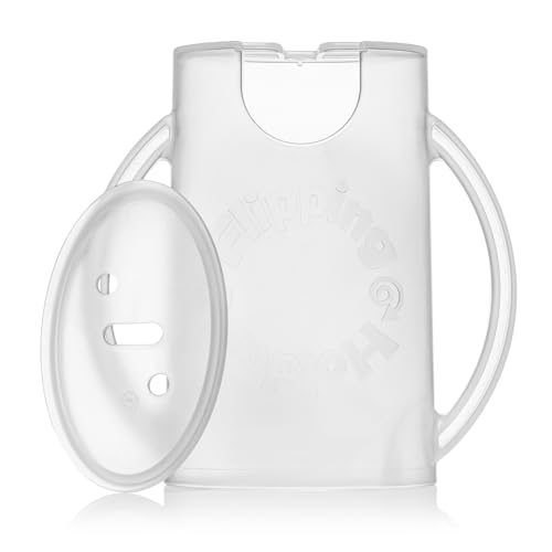 Image of Original Squeeze Proof Flipping Holder with Open Bottom for Food Pouches & Juice Boxes - Multipurpose - Prevent Messes & Support Self-Feeding - Easy Grasping Handles - Made in USA
