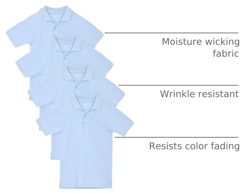 Image of Studio 3 Boy's - 4-Pack School Uniform Short and Long Sleeve Pique Polo Shirts