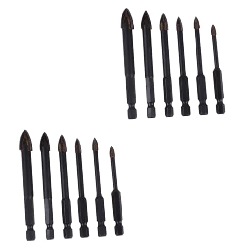 Alipis 2sets Triangular Drill Bits Multi Function Hole Opener for Ceramic Tile Wood Plastic Precision Easy Penetration 6pcs*2