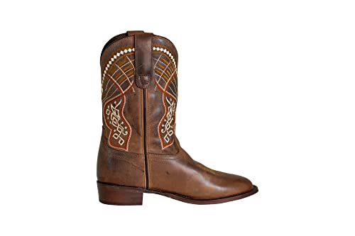 TuffRider Children's Yukon Square Toe Western Boot- Brown-With Free Assorted Striped Socks4