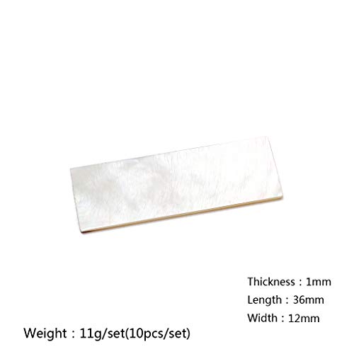 Ogdni Guitar Inlay Material,10Pcs Flat Rectangle White Mother Of Pearl Shell Blank Material For Guitar Banjo Mandolin Parts 36X12X1Mm #TOP5