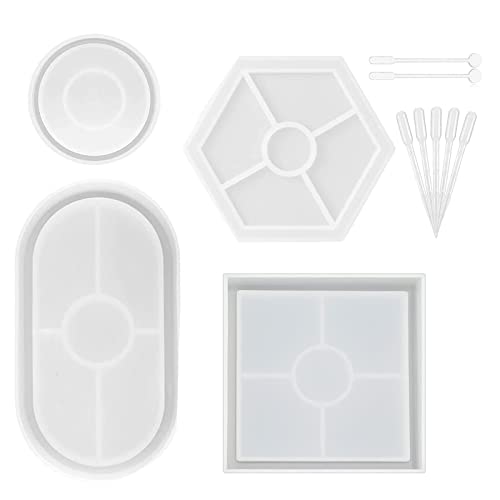 MOHOWIN 11 Stück Silikonformen Epoxidharz Silikonform Untersetzer, Oval Mittel Resin Untersetzer Mold, Art Silikon Untersetzer Form Unregelmäßige für DIY Cover