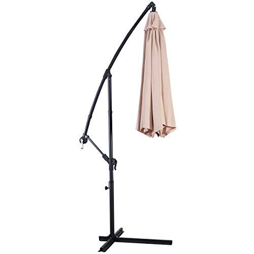 DREAMADE Parasol Déporté Inclinable de Jardin Parapluie Banane Tissu en Polyester Diamètre 3Mètre Hauteur 2,45 Mètre avec Manivelle Rotative (Beige)