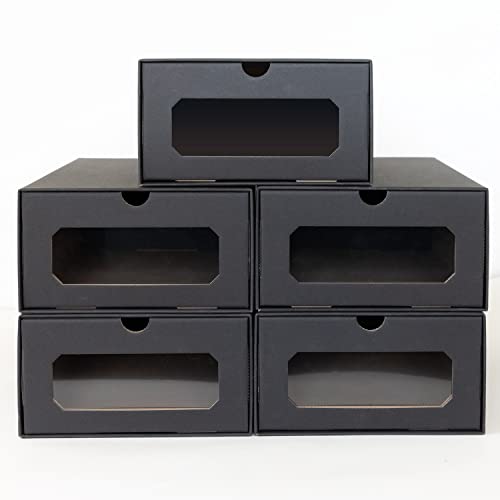 5 x PresentFill® Aufbewahrungsbox Schuhbox Schwarz Schuhschachtel Schubladenbox Schuhkarton...