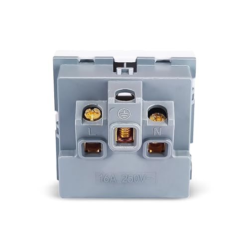 Image of MX 3-Pin UK Type G Socket 13A 250V with Safety Shutter | 45x45mm 2-Module Modular Wall Outlet | Compatible with UK Type G Plugs & Modular Frames | White