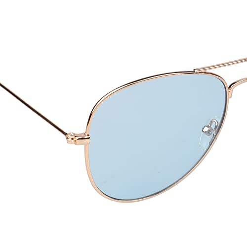 Image of Unisex UV Protected Aviator Shaped Full Rim Sunglasses With Assorted Colored Sunglasses Case, Frame - Plastic, Polycarbonate Lens