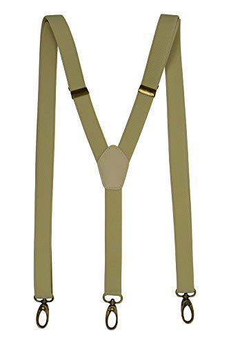 Olata Tirantes Finos Unisex. Tirantes ajustables en Forma de Y con Clips de Mosquetón de Latón - 2 cm. Crema Claro Cover