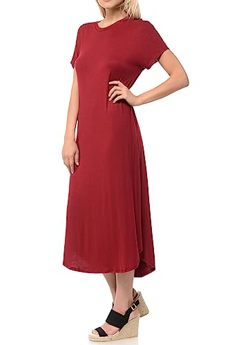 Image of iconic luxe Women's A Line Short Sleeve T Shirt Midi Dress Summer Casual