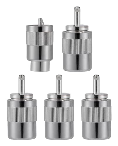 Vecys 5PCS PL259 UHF Male Connectors 50 Ohm PL259 Male Plug Crimp RF Coax Connector Adapter for RG-213 VLMR-400 RG8 RG59 Low Loss Coax Cable