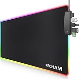 RGB Gaming Mouse Pad with 4 USB Port&14 LED Light,PECHAM 4mm LED Soft Extra Extended Large Mouse Pad...