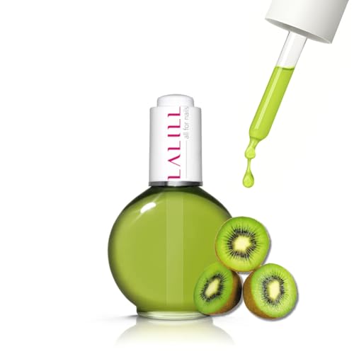 LALILL Aceite de Cuticulas y Uñas 75 ml - Vegano Cuidado con Aceite de Almendras Dulces y Melocotón - Tratamiento Reparador y Fortalecedor Con Pipeta - Aroma Kiwi - Uso Profesional y Doméstico