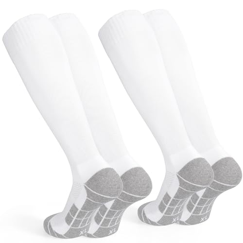 GRPSKCOS Black White Soccer Socks 2 pairs- Team Sports Athletic Football Baseball Long Socks for Youth Boys Kids Men Women