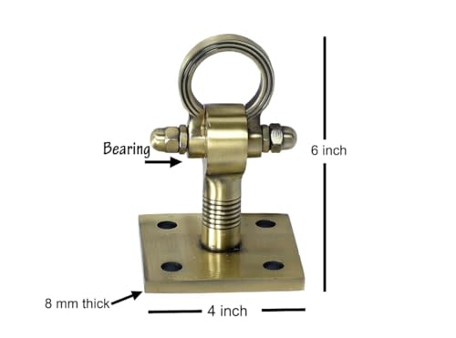 Image of Brass Hanging Hook Kada with Ring for Jhula Swing Ceiling Mount Bearing Kada Hammock Swing Chair Kada (6inch kada Golden-1 Pcs)