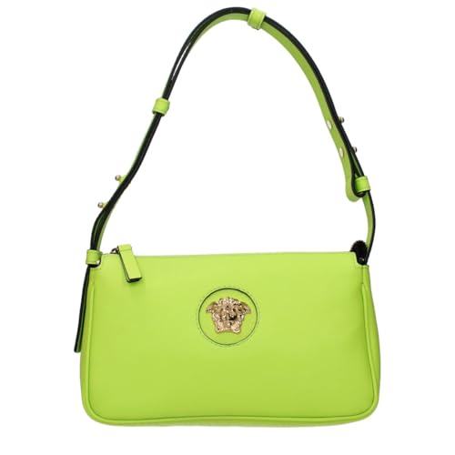 Versace Bolsa de ombro feminina de couro verde limão